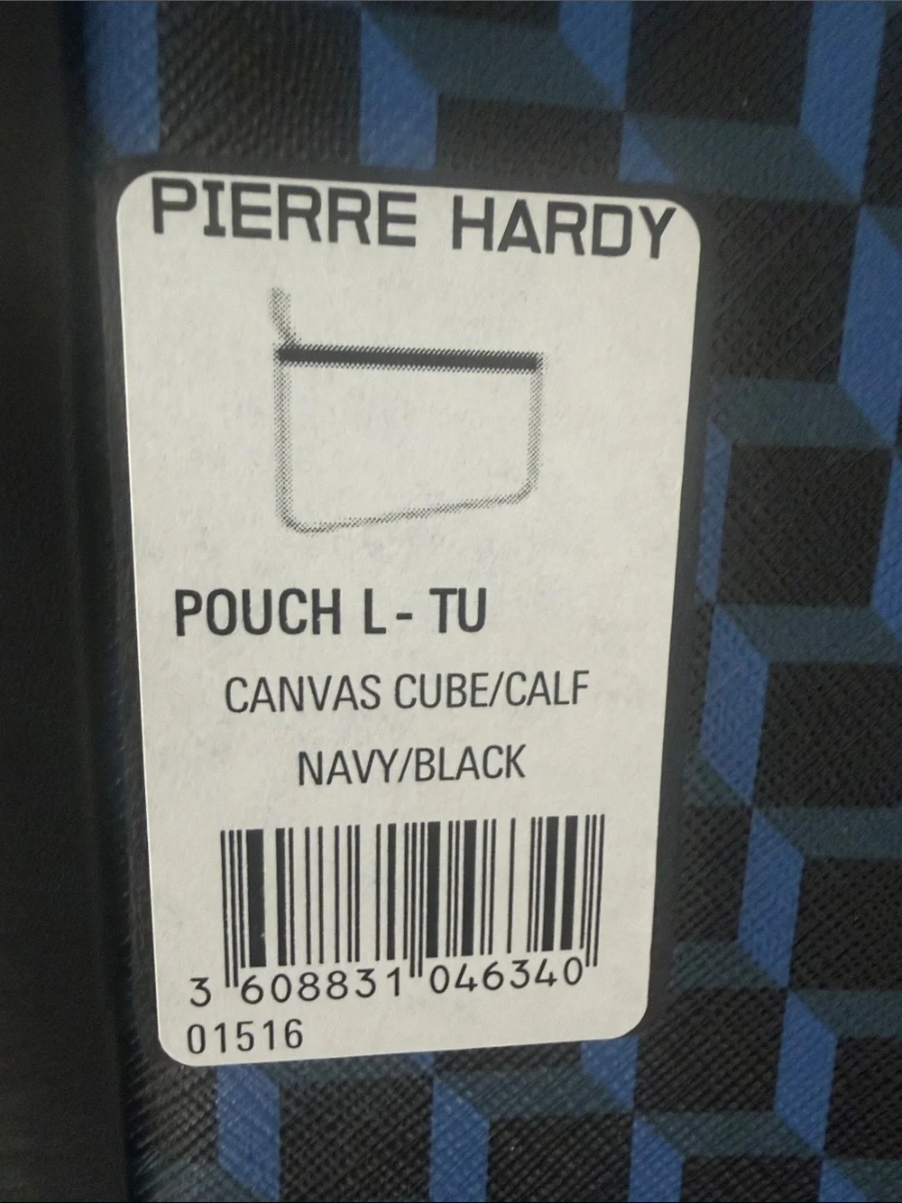 Pierre Hardy Blue and Black Geometric Zip Pouch